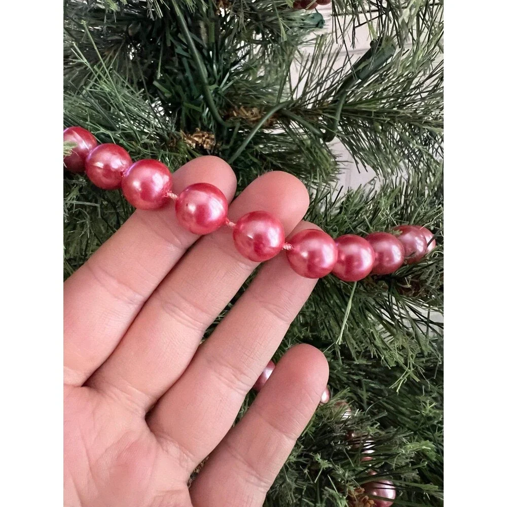 Vintage Christmas Bead Garland Hue Lot Pearl Pink Blue 60+ Yards, Holiday Decor,